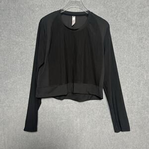 ADIDAS SZ M MEDIUM BLACK SHEER MESH CROP COVER UP TEE LIGHT TOP STREETWEAR